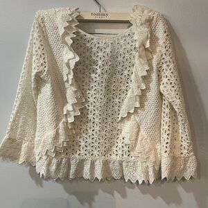 Sezane lace top size 34 or size 2 white/ivory color open back